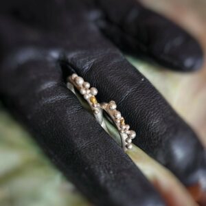 Bague Burbuja en argent avec des touches en or